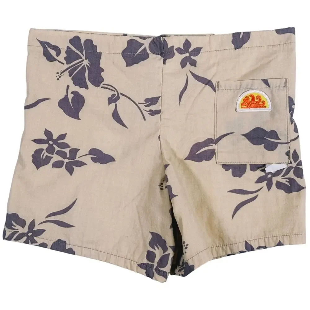 Vintage Sundek Mens Hawaiian Floral Swim Trunks Size Small Beach Surf Resort